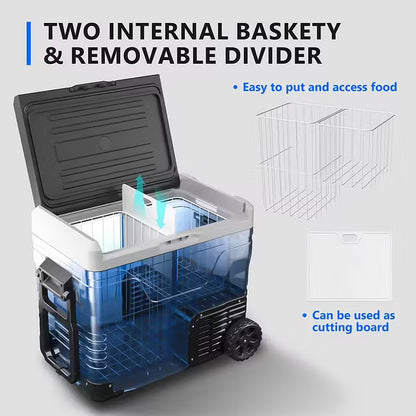 50L Portable Fridge Freezer – DC/AC Powered, Ice-Free Cooling Anywhere