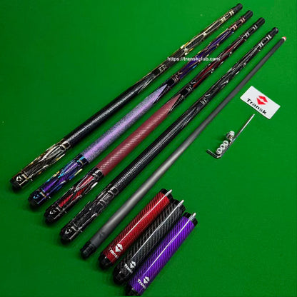 Metal Carbon Fiber Pool Cue - Gold, Red, Purple, 10.5/11.8/12.5mm Tip