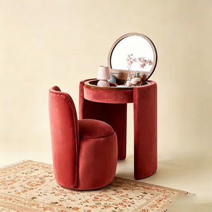Modern Makeup Vanity Set with LED Mirror, Stool & Large Storage