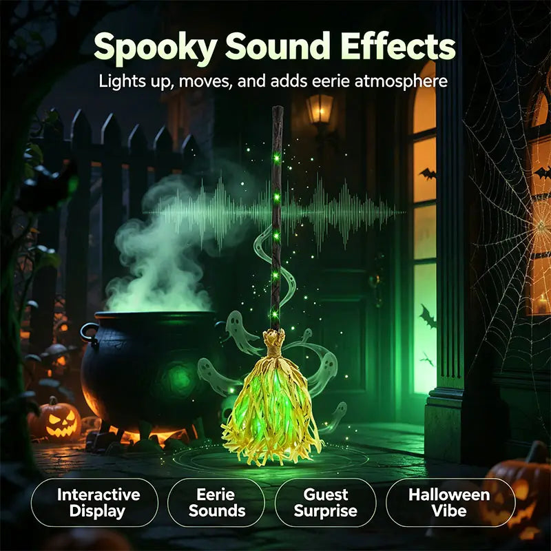 ✨ Animated Dancing Witch Broom with Lights & Music🧹