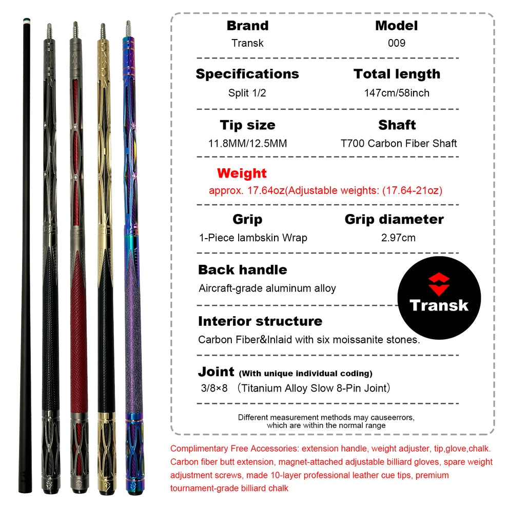 Premium Metal Pool Cue Set With Box 10.5/11.8/12.5mm Tip Adjustable Balance Weight Black/Gold/Red/Purple Options, Professional Billiard Stick for Advanced Players