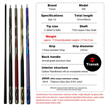 Premium Metal Pool Cue Set With Box 10.5/11.8/12.5mm Tip Adjustable Balance Weight Black/Gold/Red/Purple Options, Professional Billiard Stick for Advanced Players