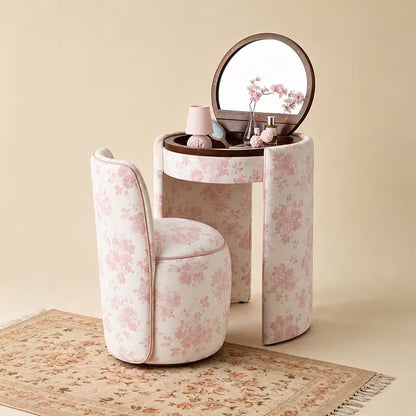 Modern Makeup Vanity Set with LED Mirror, Stool & Large Storage