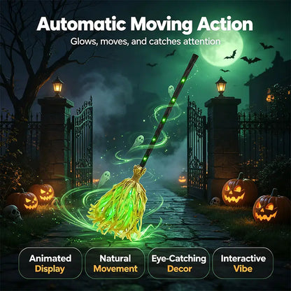 ✨ Animated Dancing Witch Broom with Lights & Music🧹