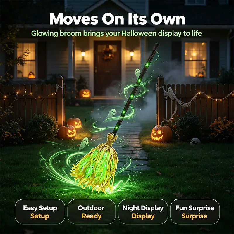 ✨ Animated Dancing Witch Broom with Lights & Music🧹