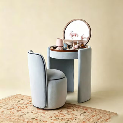 Modern Makeup Vanity Set with LED Mirror, Stool & Large Storage