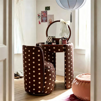 Modern Makeup Vanity Set with LED Mirror, Stool & Large Storage