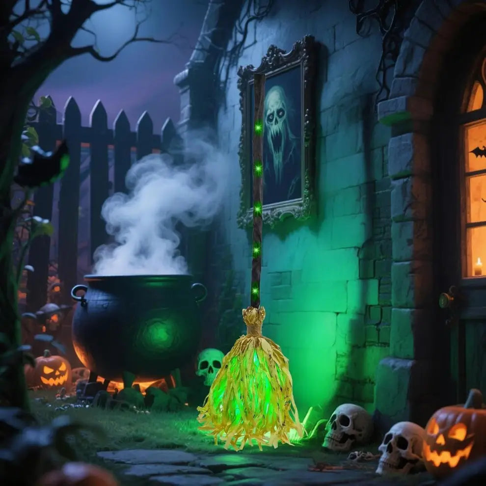 ✨ Animated Dancing Witch Broom with Lights & Music🧹