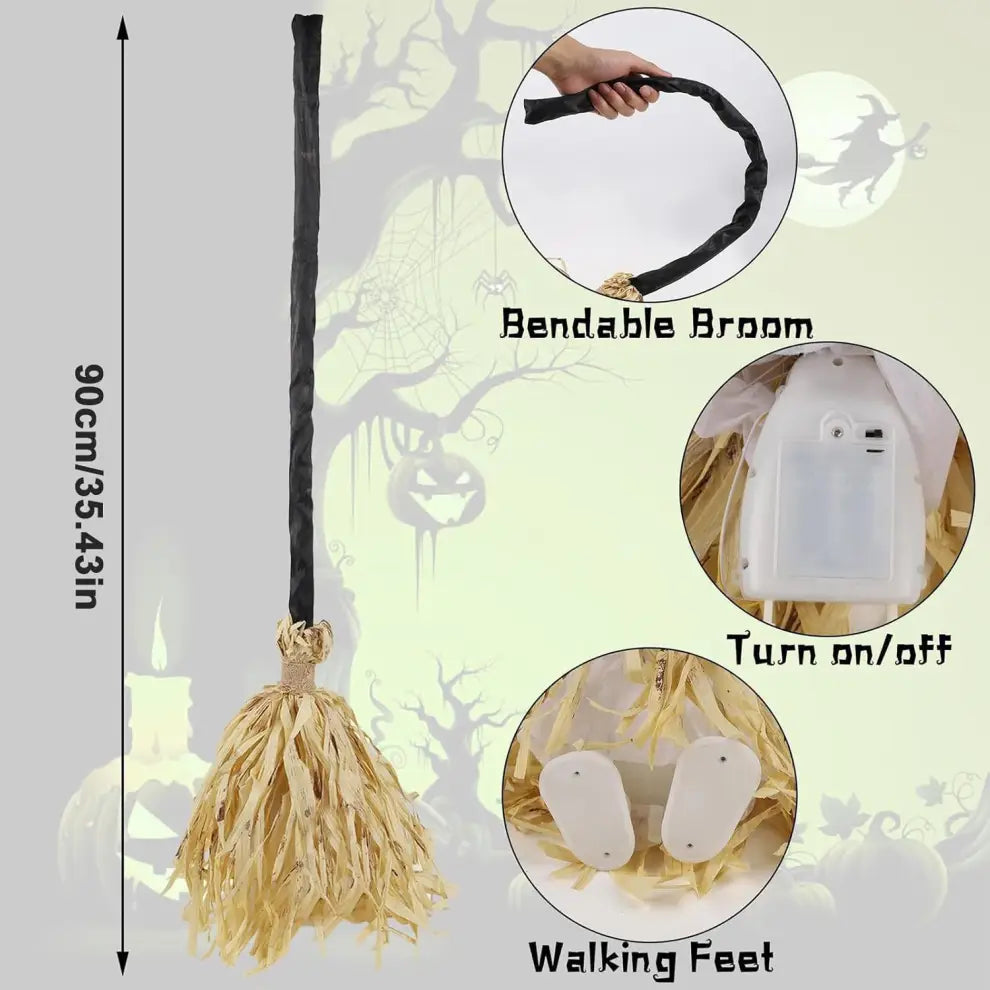 ✨ Animated Dancing Witch Broom with Lights & Music🧹