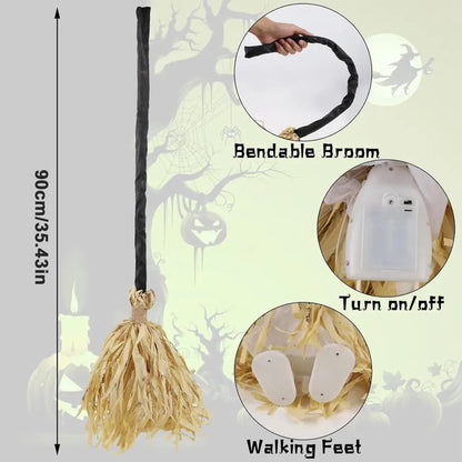 ✨ Animated Dancing Witch Broom with Lights & Music🧹