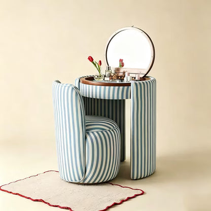 Modern Makeup Vanity Set with LED Mirror, Stool & Large Storage