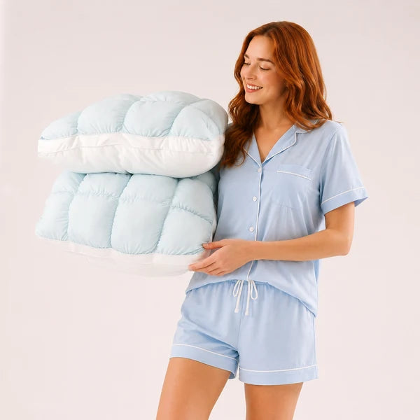 Cooling Puff Grid Pillow – Ultra Soft Ice-Silk Sleeping Pillow