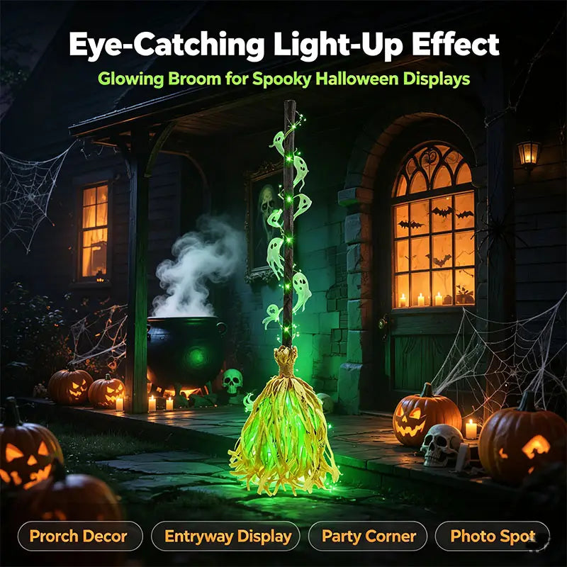 ✨ Animated Dancing Witch Broom with Lights & Music🧹