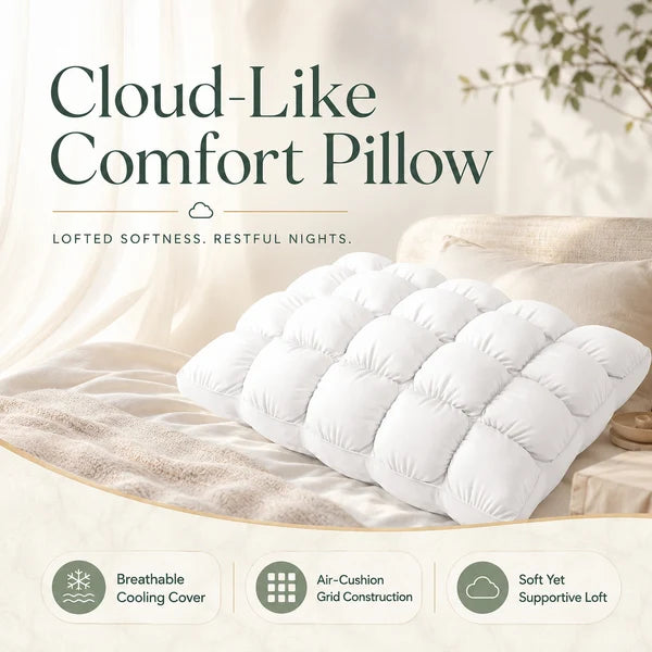 Cooling Puff Grid Pillow – Ultra Soft Ice-Silk Sleeping Pillow