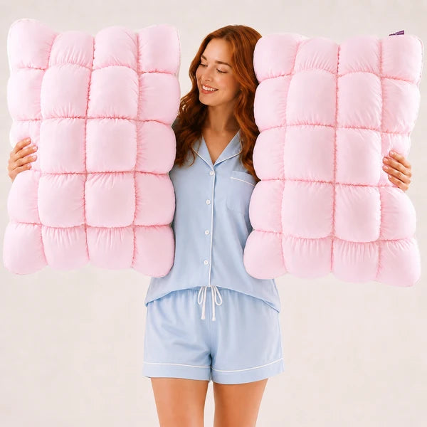 Cooling Puff Grid Pillow – Ultra Soft Ice-Silk Sleeping Pillow